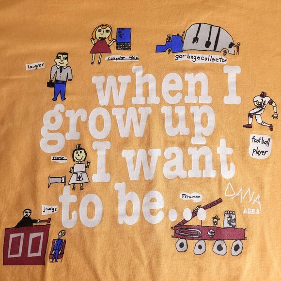 Vintage 90s Save the Children When I Grow Up whimsical cute orange cream shirt - Picture 2 of 5